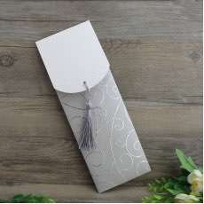 Pocket Invitation Card with Tassel Silver Business Invitation Wedding Invitation Card Customized 